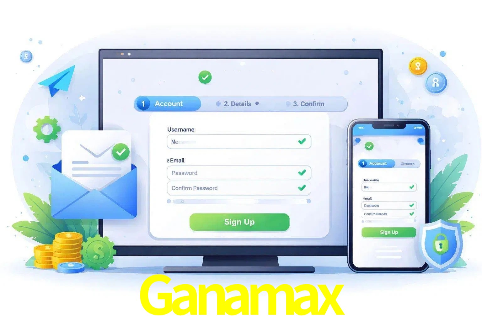 Registro de nuevo usuario y configuración de cuenta Ganamax